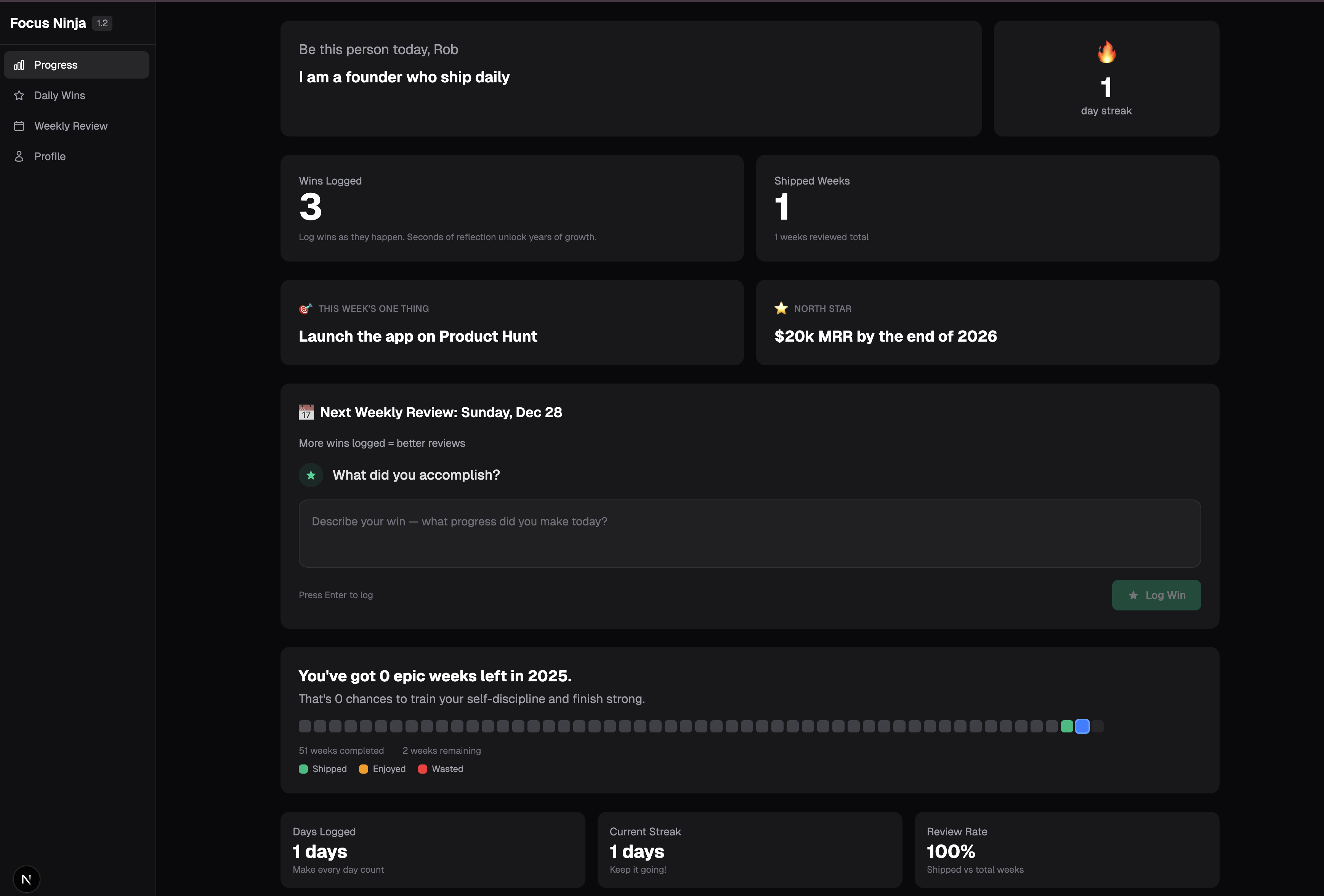 FocusNinja Dashboard